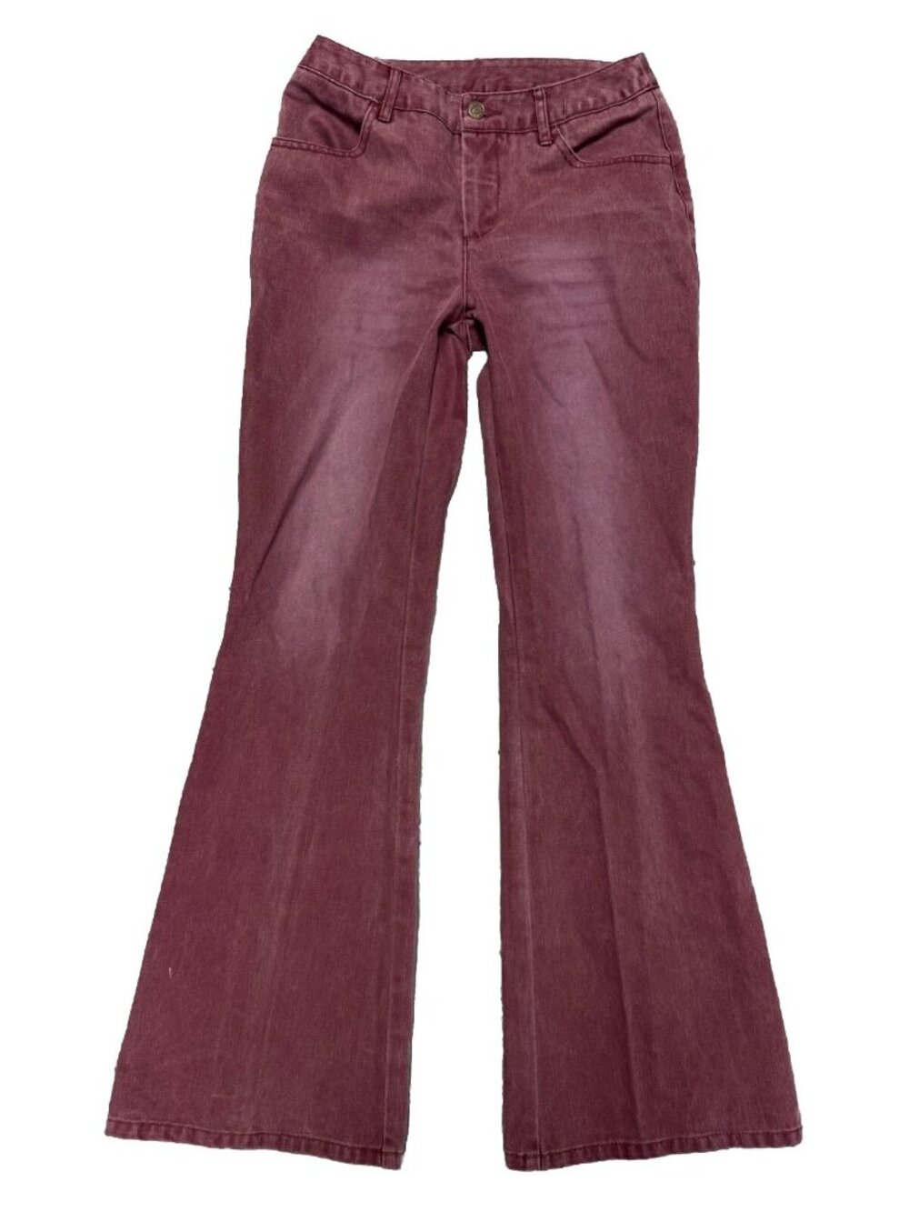 Vintage Y2K Jeanology Flared Jeans Womens 4 26x31 Maroon Burgundy Bell Bottoms
